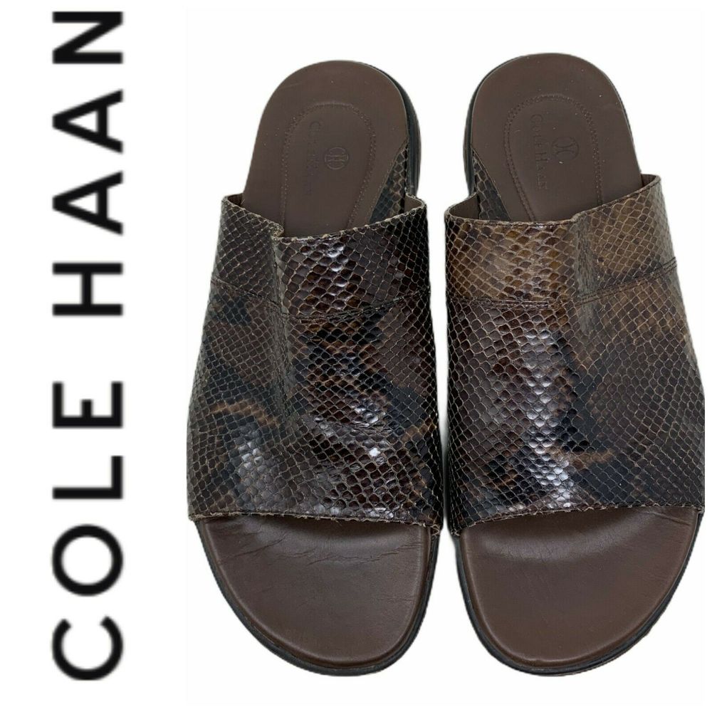 Cole Haan Sz 11 Leather Snake Slides Sandals